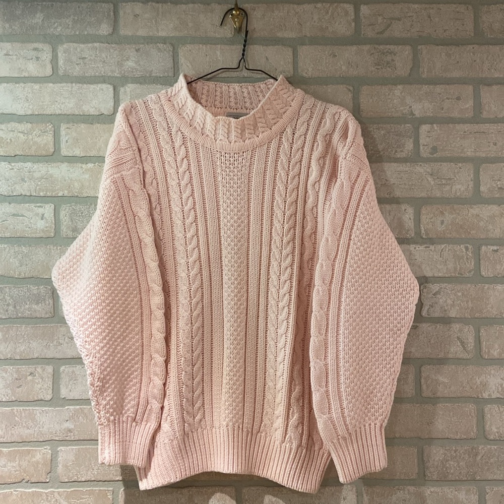 Vintage Cable Knit Pink Sweater by Sport Carriage Court, Women’s Size Small